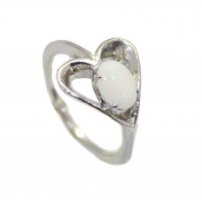 Heart Ring Silver Sterling 925 Opal Women's Natural Handmade Gem Stone A891